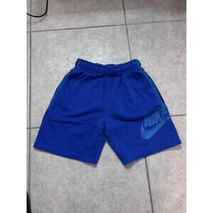 Kids Large Color blocks Nike Lounge Shorts Blue With Swish Logo Fleece Shorts L